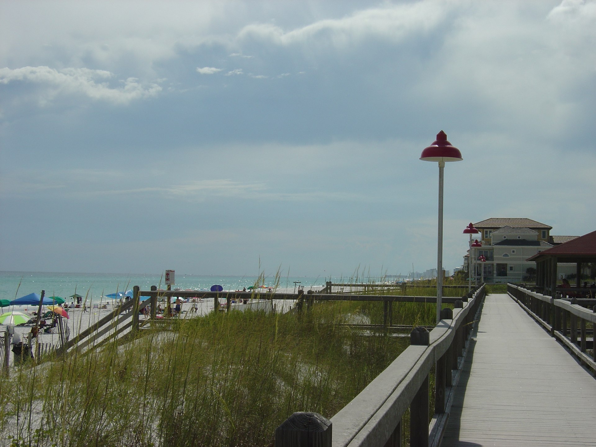Boardwalk through the sea oats to the beach in Destin, Florida